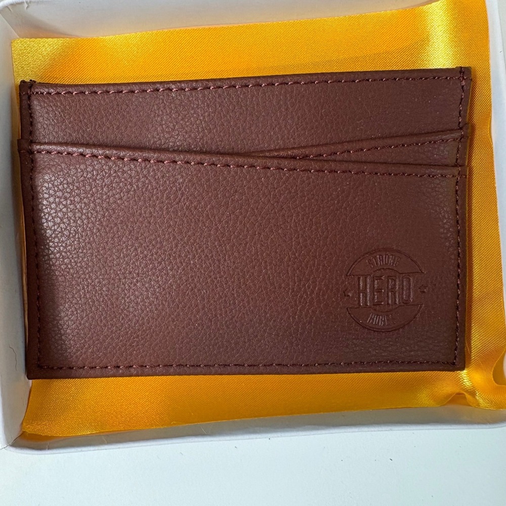 Strong Hero Honest Brown Leather Card Holder Wallet Slim‎ Minimalist NIB